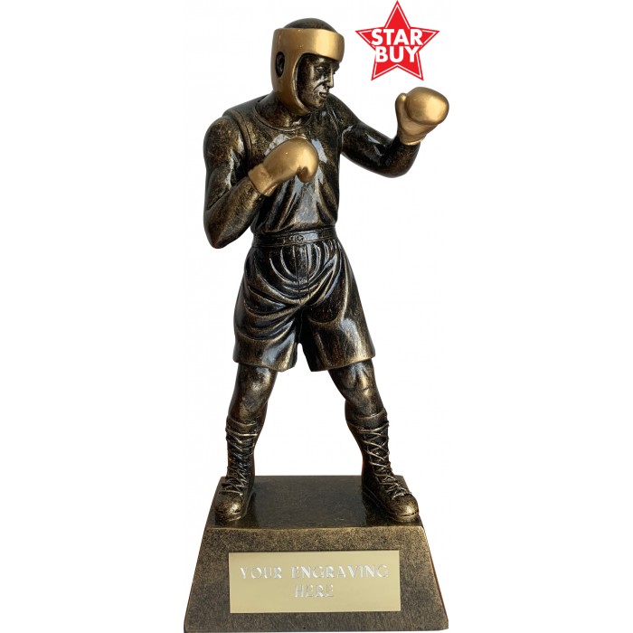 *********STAR BUY********* BOXING FIGURE RESIN TROPHY - GOLD GLOVES - 2 SIZES 7.5'' & 9.5''